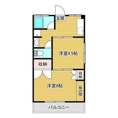 コーポカサブランカ(2K/2階)の間取り写真