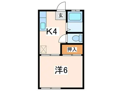 常楽ハイツ1号棟(1K/2階)の間取り写真