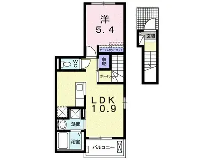 プリムローズ 壱番館(1LDK/2階)の間取り写真