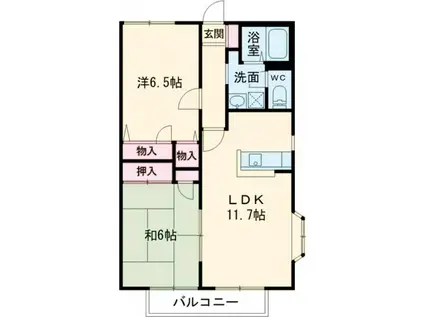 ピュアフィールドA棟(2LDK/1階)の間取り写真