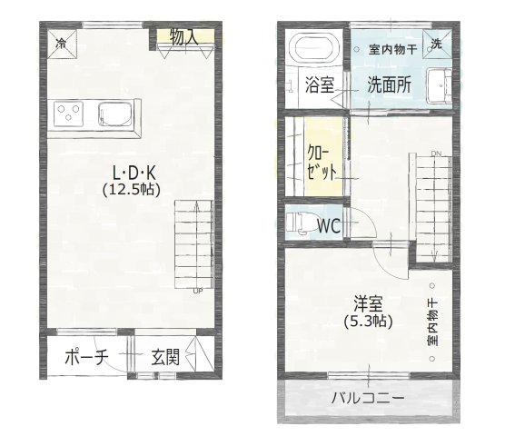 SQUARE PITII(1SLDK/1階)の間取り写真
