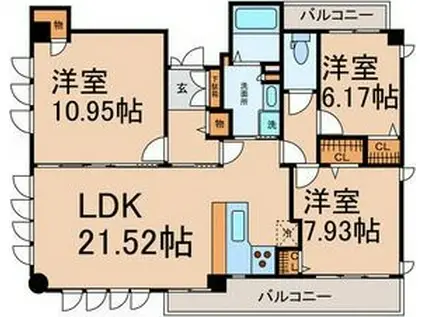 宮部ビル(3LDK/1階)の間取り写真