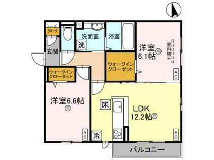 CASA 二色浜(2LDK/1階)の間取り写真