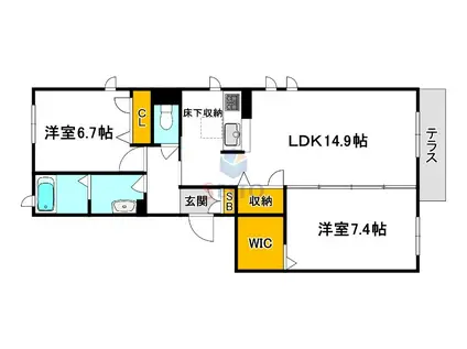 CASA SOLEADO(2LDK/1階)の間取り写真