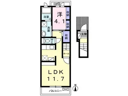 アーバンパレス1号館(1LDK/2階)の間取り写真