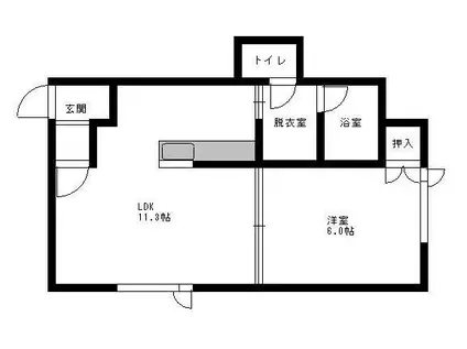 サフラン(1LDK/1階)の間取り写真