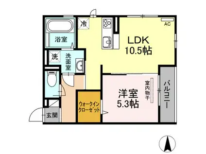 モンレーヴ(1LDK/2階)の間取り写真