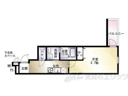 フジパレス山手町(1K/3階)の間取り写真