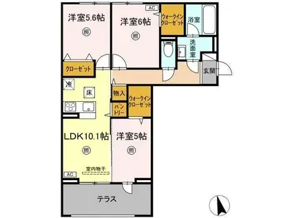 フローリア(3LDK/1階)の間取り写真