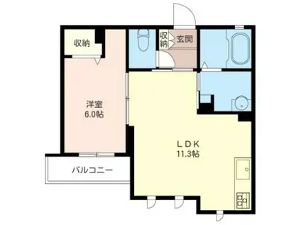 グリシーヌ(1LDK/2階)の間取り写真