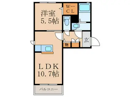サングレコ61 (1LDK/1階)の間取り写真