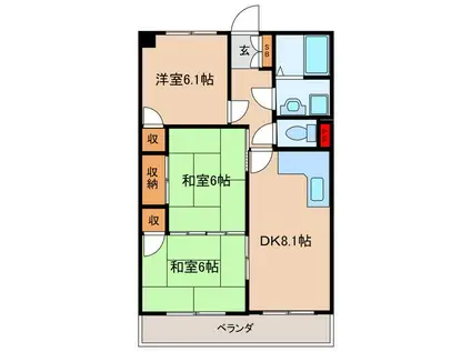 ハイツメロディ(3DK/4階)の間取り写真