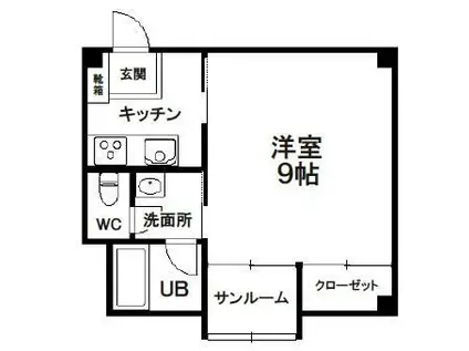 ドミールクレセントB(1K/4階)の間取り写真