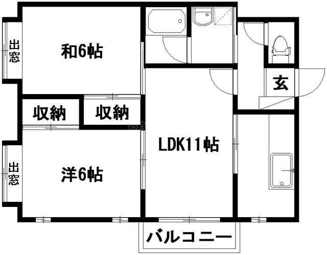 サンシャイン下池川(2LDK/3階)の間取り写真