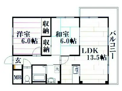 第2プレシオ住本(2LDK/3階)の間取り写真