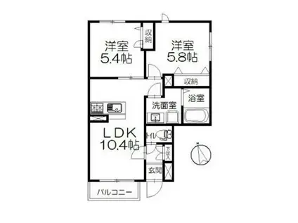 フローラ元町(2LDK/1階)の間取り写真