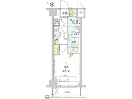 ハーモニーレジデンス池上(1K/3階)の間取り写真