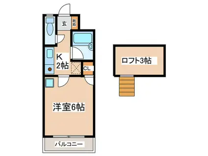メリーメイトI(1K/1階)の間取り写真