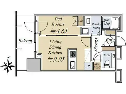 大崎ステーションレジデンス(1LDK/20階)の間取り写真