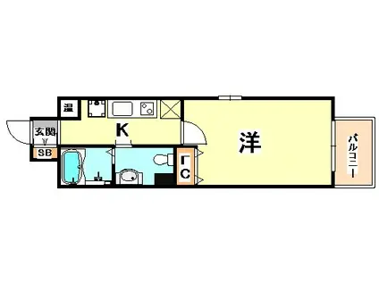 アドバンス三宮Ⅳルシール(1K/14階)の間取り写真