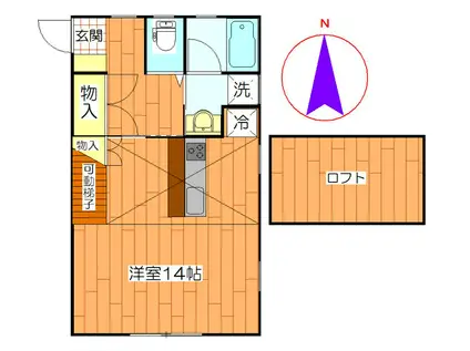 ジャイロII(ワンルーム/1階)の間取り写真
