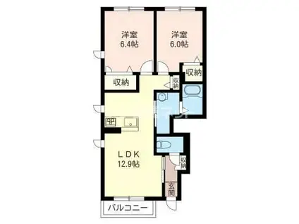 埼玉高速鉄道 浦和美園駅 徒歩25分 2階建 築10年(2LDK/1階)の間取り写真