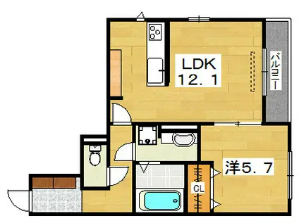 SAKURA LIANTE 樟葉(1LDK/3階)の間取り写真