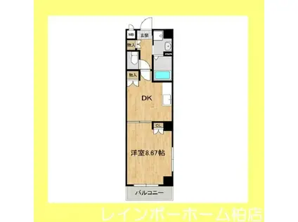 エスペランサ松戸(1DK/2階)の間取り写真