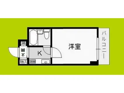 グラシア松屋町(1K/2階)の間取り写真