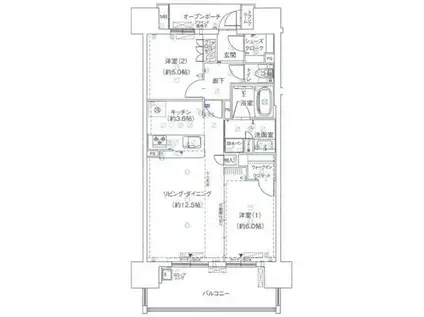 ファミリアーレ名駅ミッドウエスト(2LDK/2階)の間取り写真