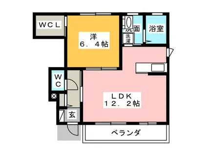 ベルコモンズB(1LDK/1階)の間取り写真