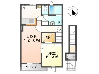 リュニック 唯 I(1LDK/2階)の間取り写真