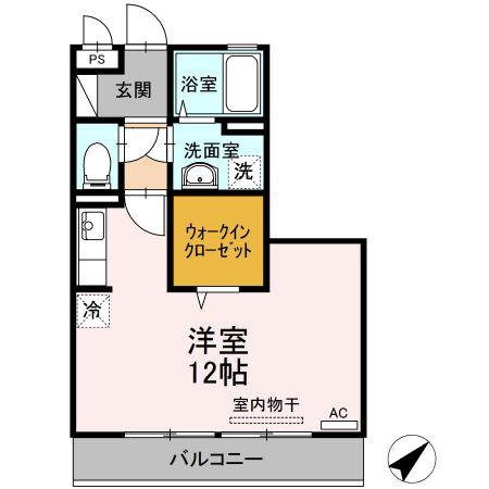 リビングタウン福山東B棟(ワンルーム/2階)の間取り写真