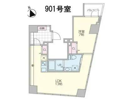 クーカイ・テラス白金高輪(1LDK/9階)の間取り写真