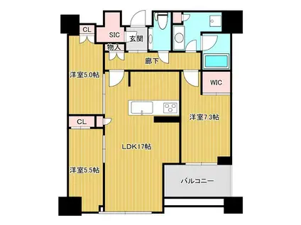 白金ザ・スカイ E棟(3LDK/41階)の間取り写真