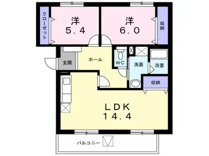 プレステージコート パーク館(2LDK/2階)の間取り写真
