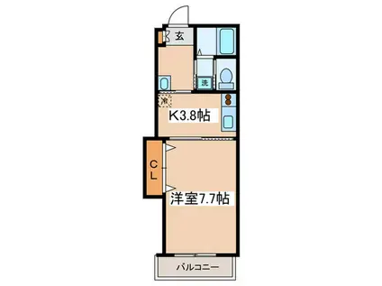 カサブランカN(1K/3階)の間取り写真