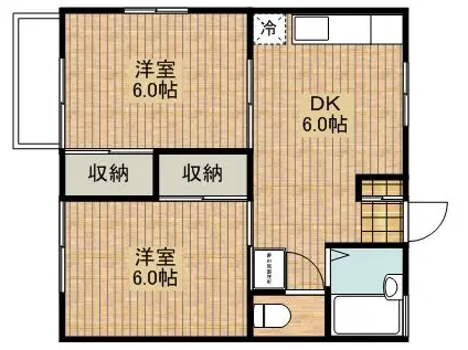 ヒタチハイツ(2DK/2階)の間取り写真