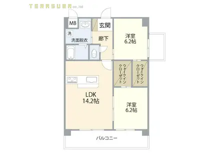 ベルクオーレ(2LDK/8階)の間取り写真