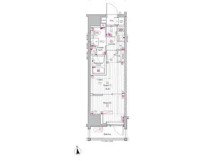 プレミアムキューブ上野(2K/8階)の間取り写真