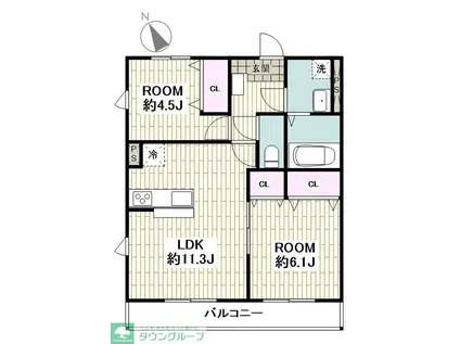 TRISTAR I(2LDK/1階)の間取り写真