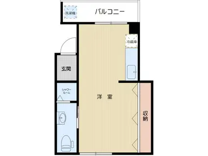 ニュールックハイツ(ワンルーム/2階)の間取り写真