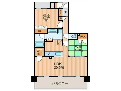 ル・サンク豊中リーフスクエア(2LDK/6階)の間取り写真
