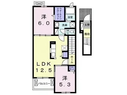 ピアッツァ高木 A(2LDK/2階)の間取り写真