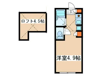 リヴィエールランド・オランジュ(ワンルーム/1階)の間取り写真