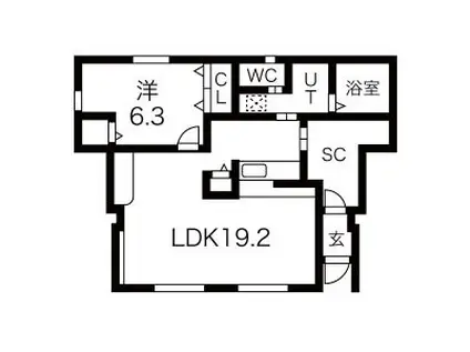 KINGDOMII(1LDK/1階)の間取り写真