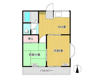 ルナハイム林間(2DK/2階)の間取り写真