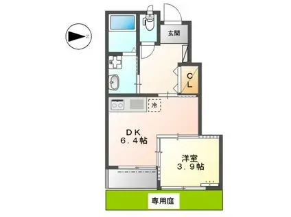 グレイスヒル(1DK/1階)の間取り写真