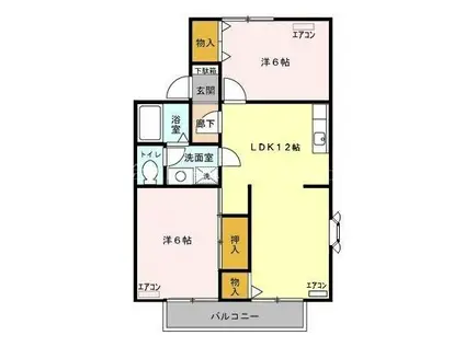 セジュールグランデIII(2LDK/2階)の間取り写真