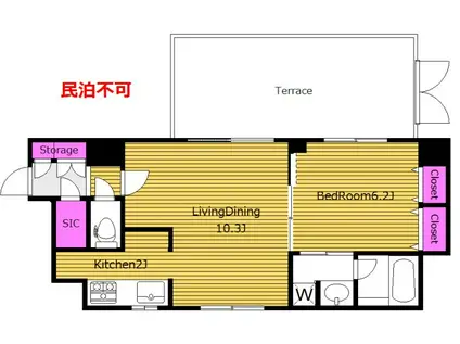 NETフリー THEパームス代々木上原コスモテラス XT(1LDK/1階)の間取り写真